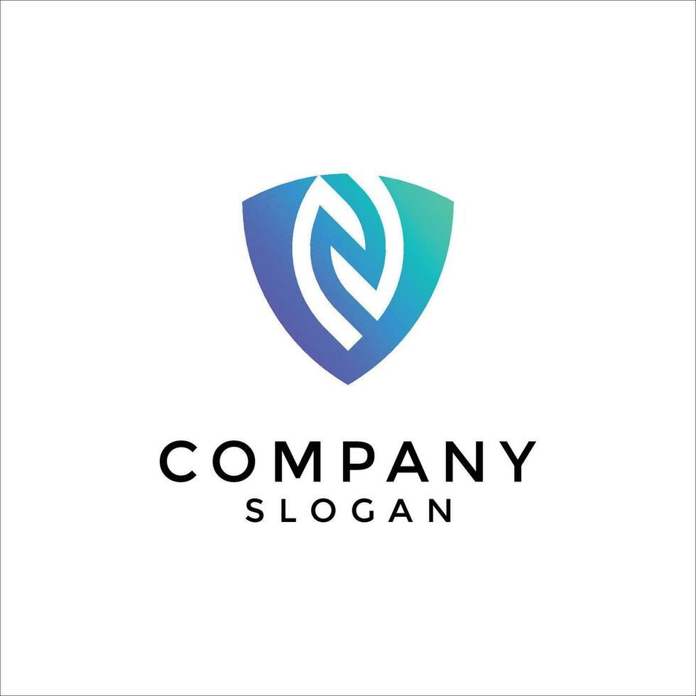 letter N leaf shield logo. vector