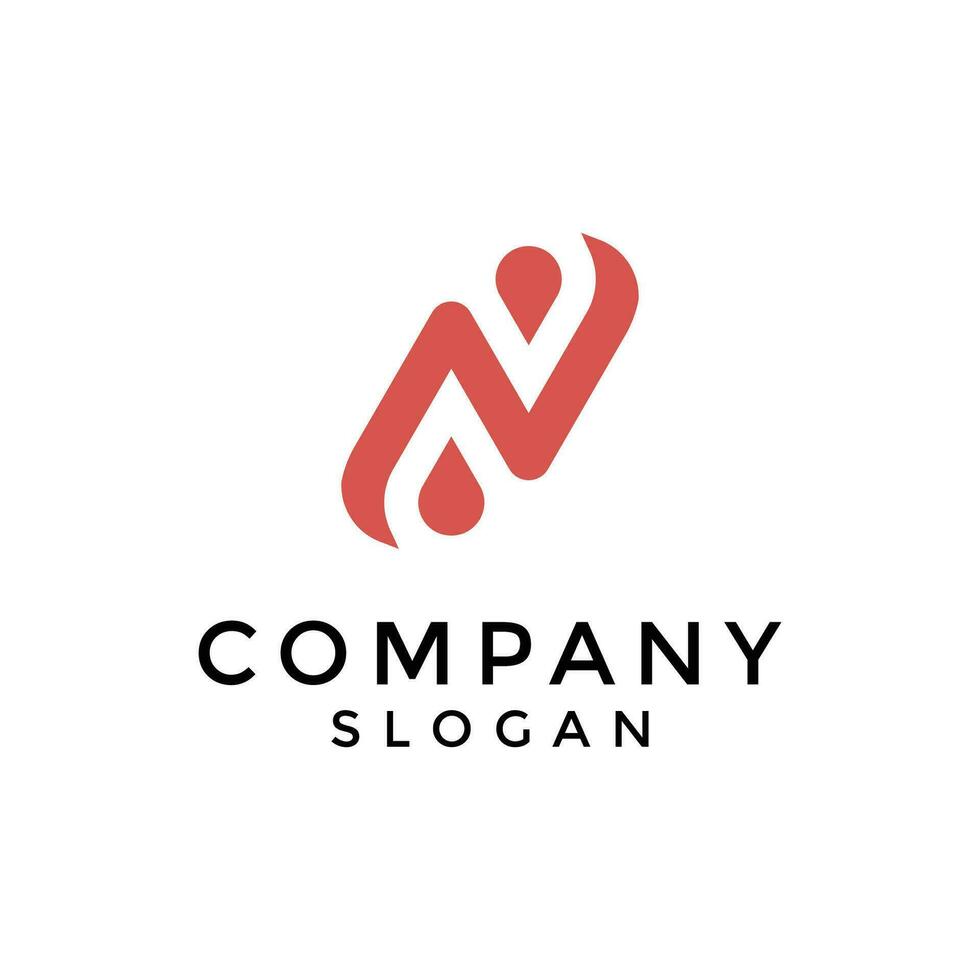letter N liquid red blood logo vector