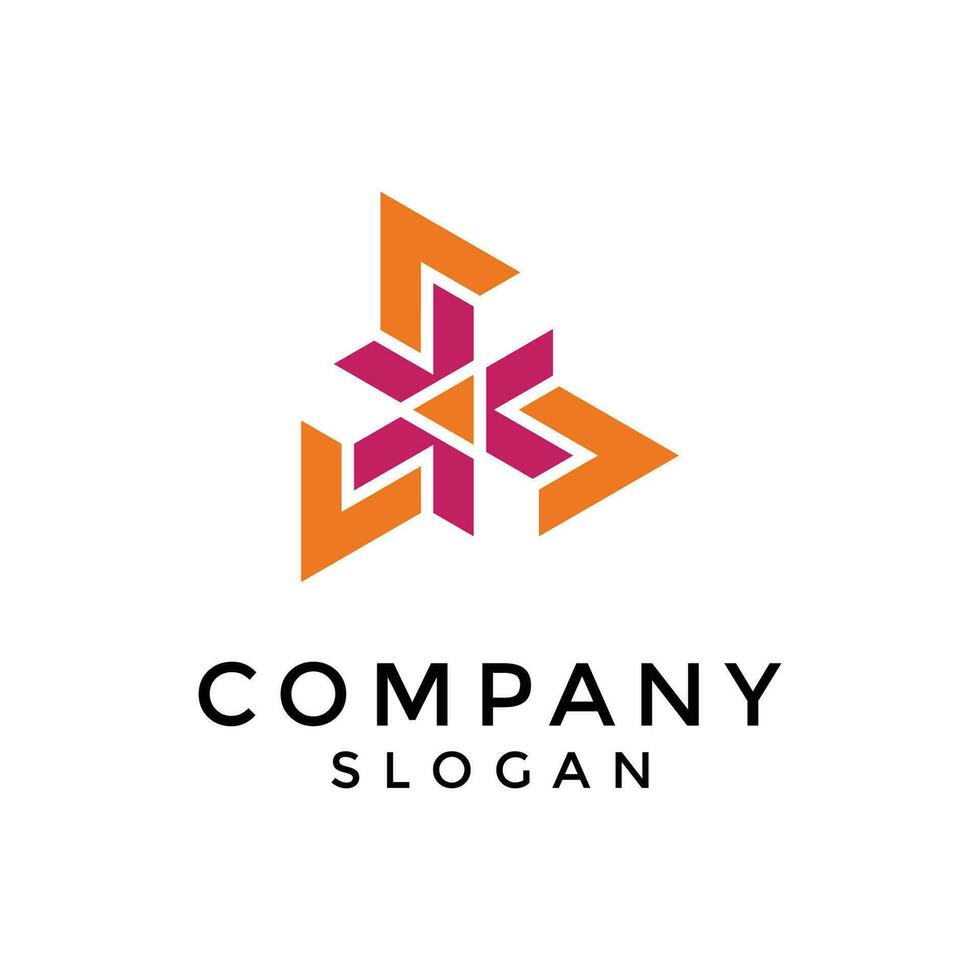 modern arrow asterisk triangle logo vector
