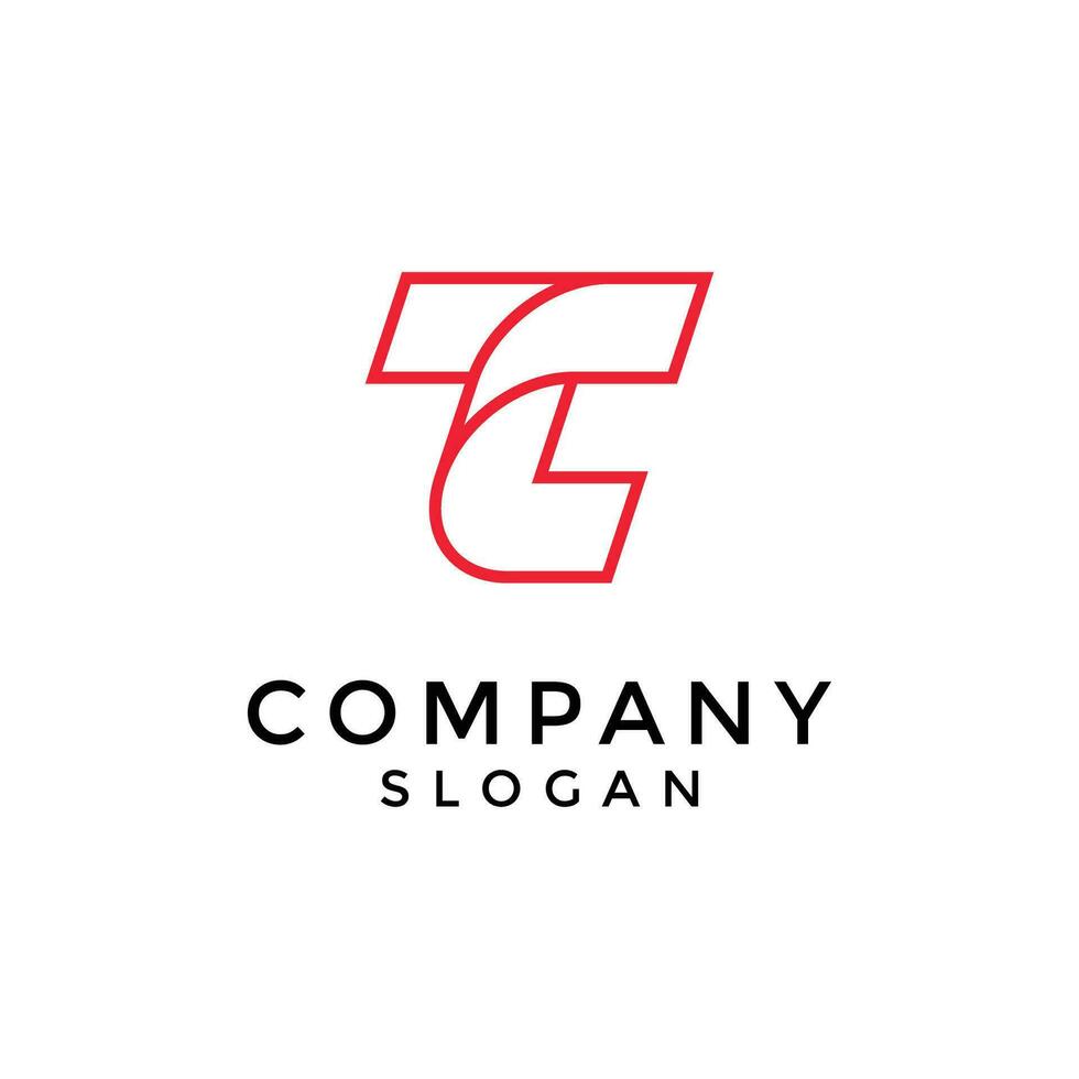 initial TC or CT elegant lines  logo. vector