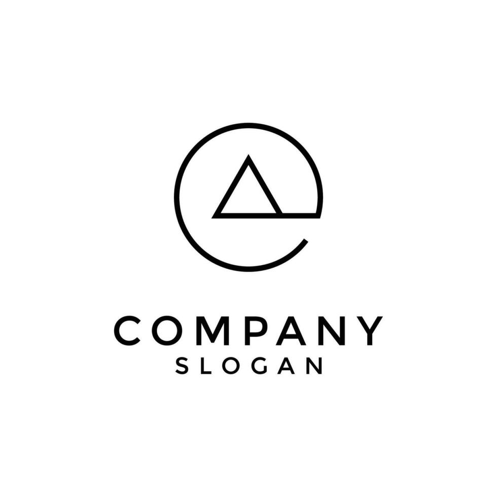 black lowercase e logo combination with a triangle. vector