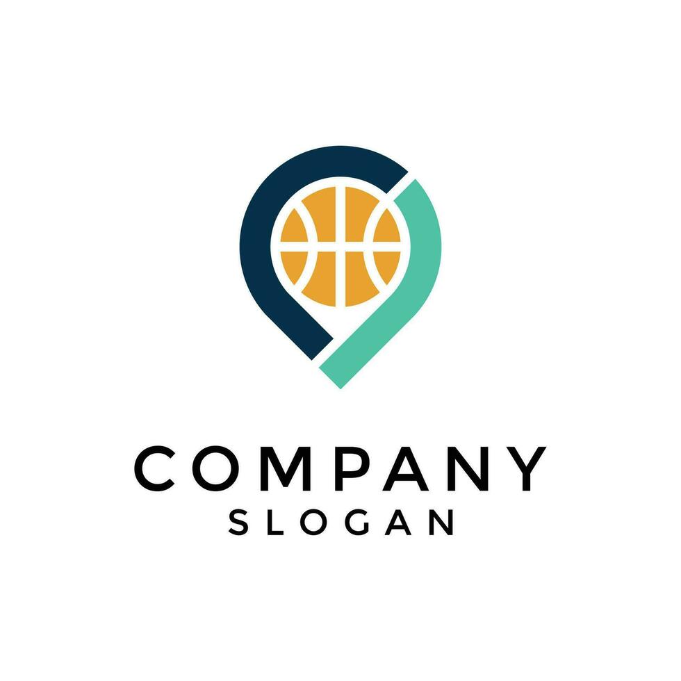 modern sleek pin location basketball logo. vector