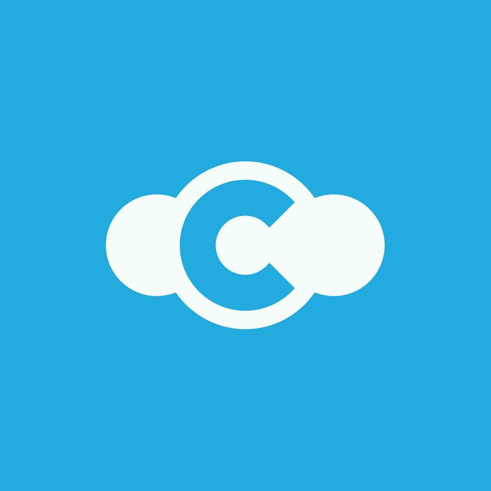 letter C blue cloud logo. vector