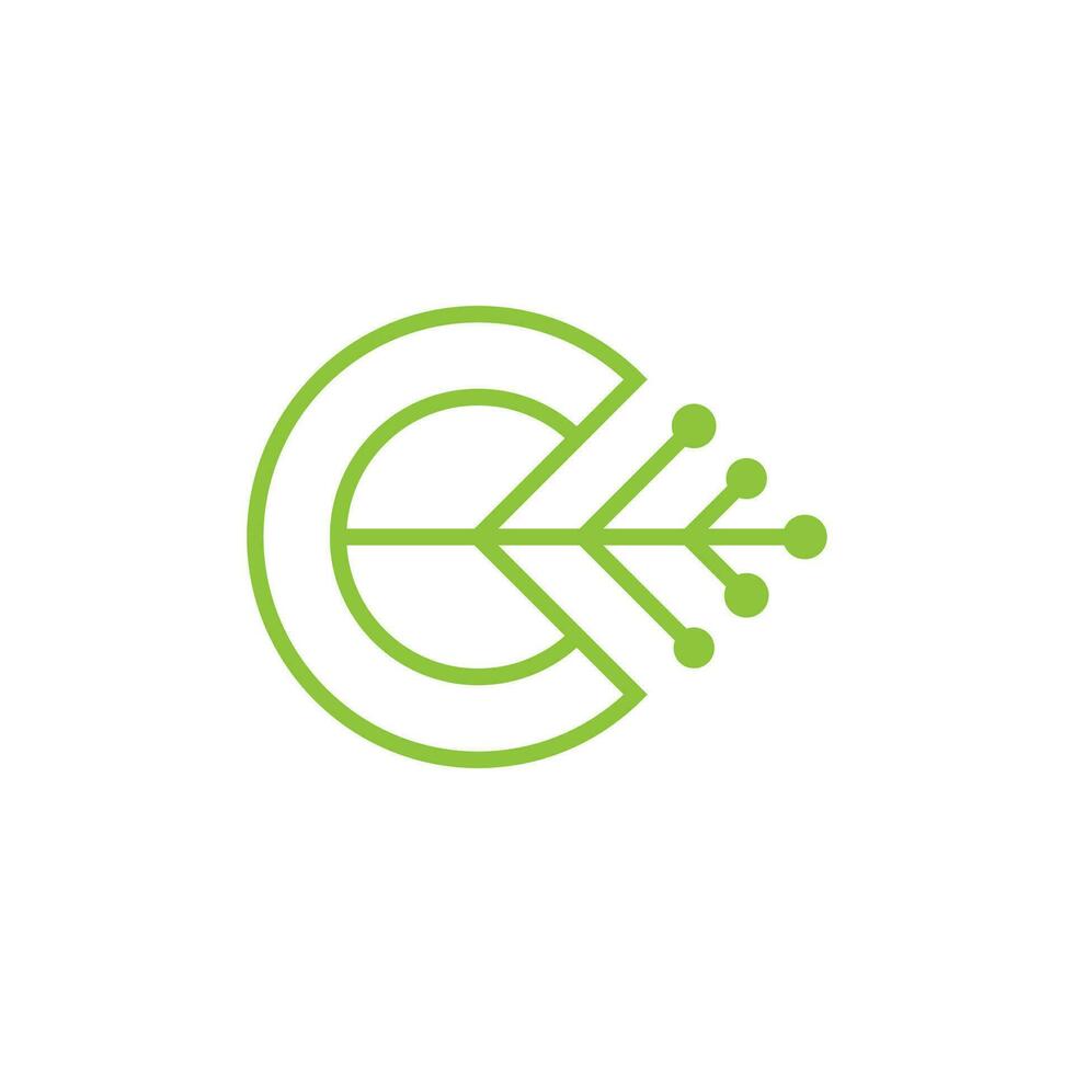 modern letter C leaf network logo. vector