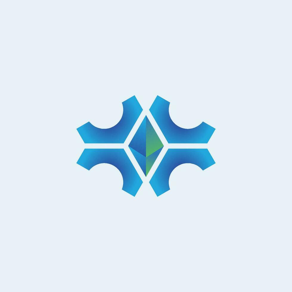 modern crystal gem gear logo. vector