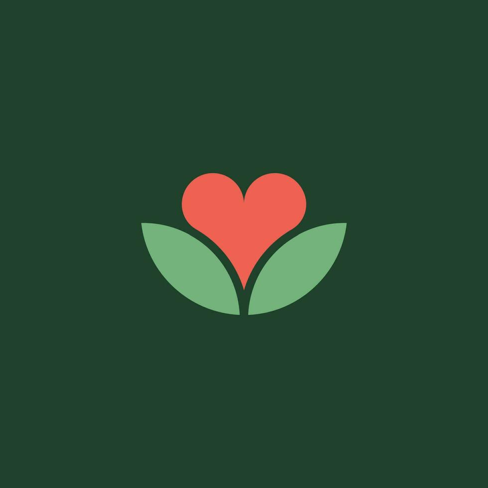 Logo combination flower, leaf and heart symbol. vector