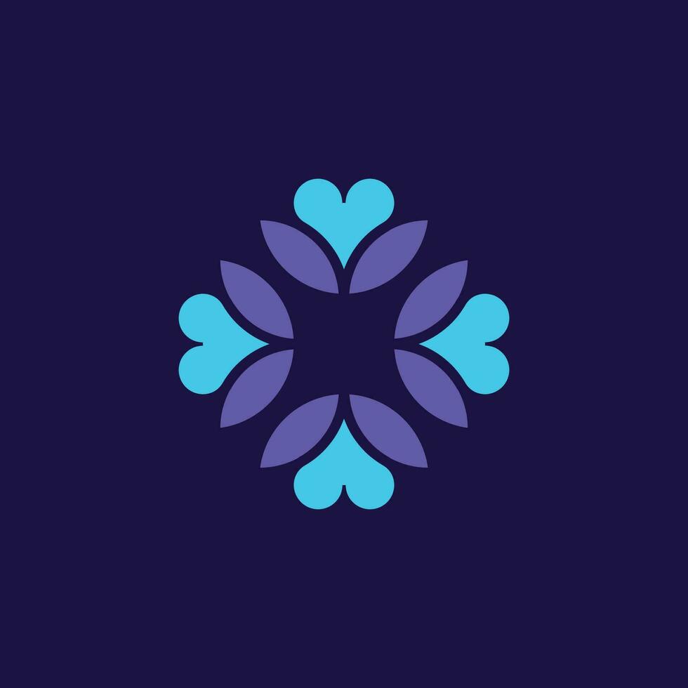Elegant and modern floral logo with a repeating 4 sided symmetrical shape. vector