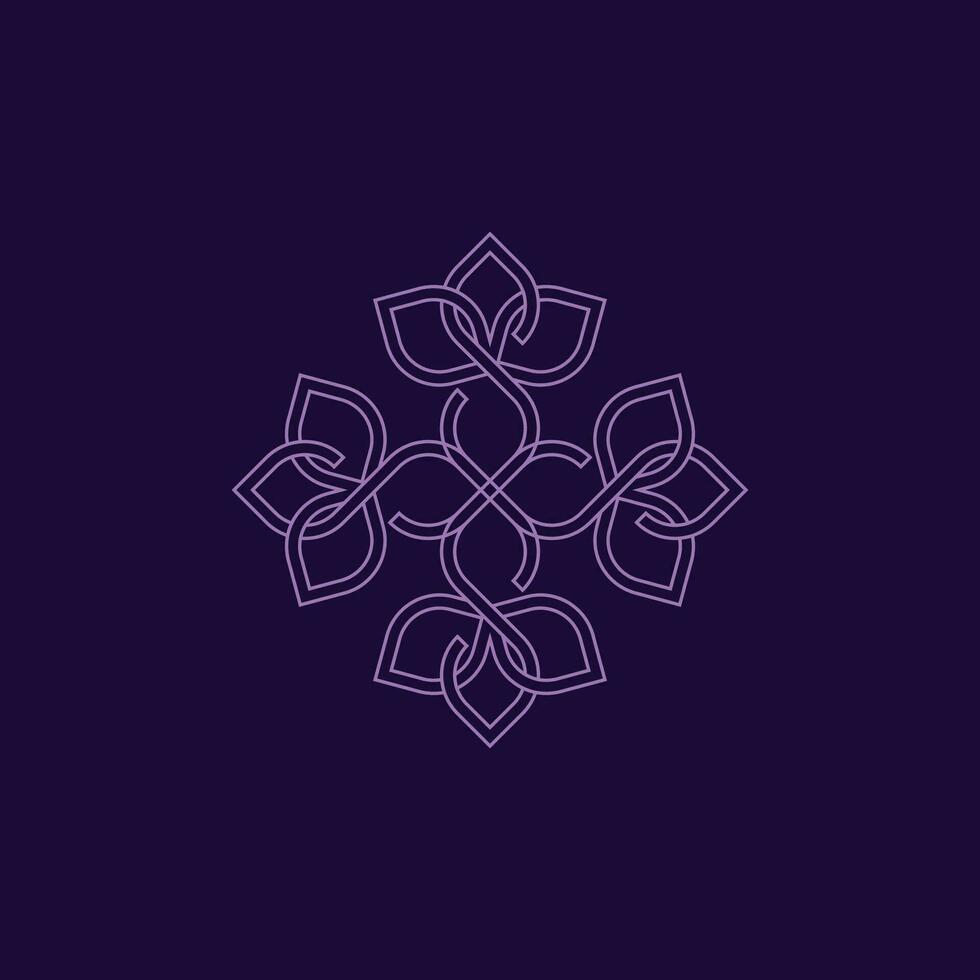 elegant and luxurious floral logo, mandala shaped symmetrically on all four sides. vector