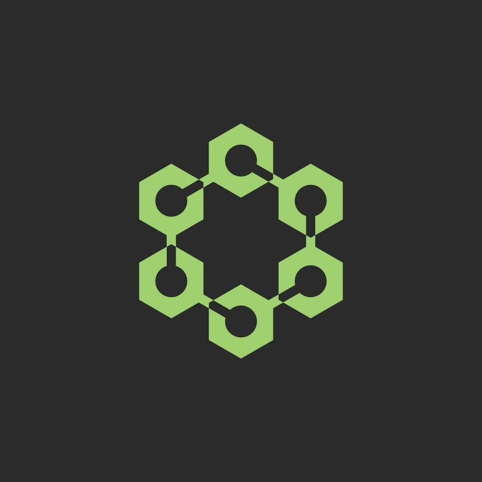 hexagonal network connect logo vector