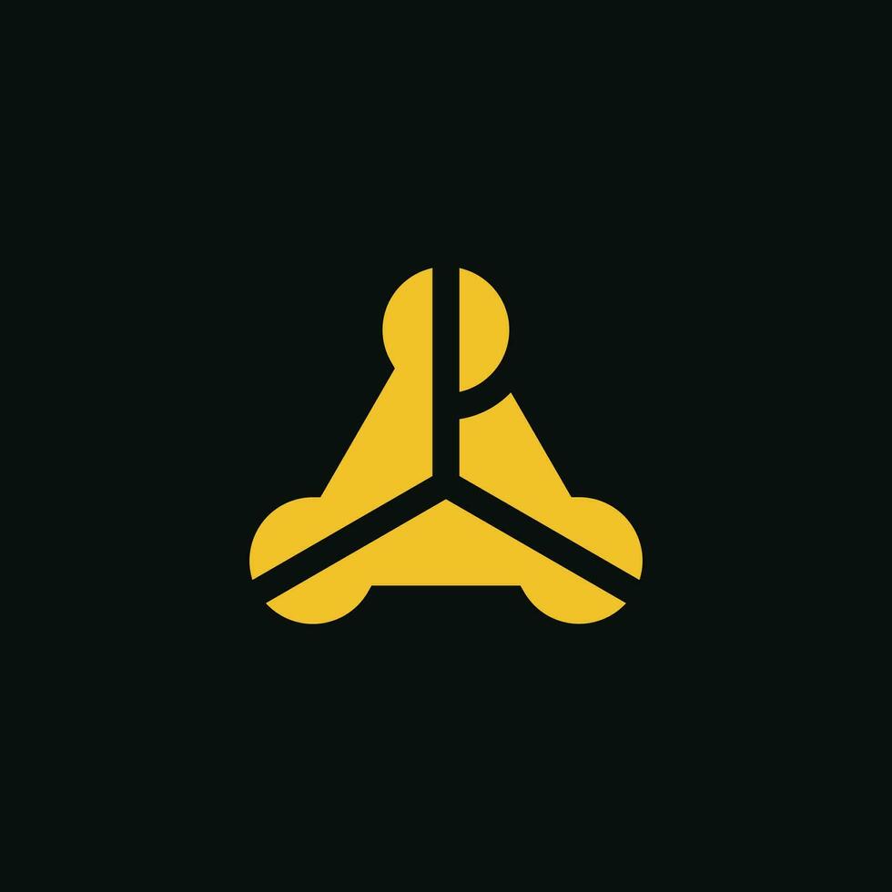 triangle letter P tech logo vector