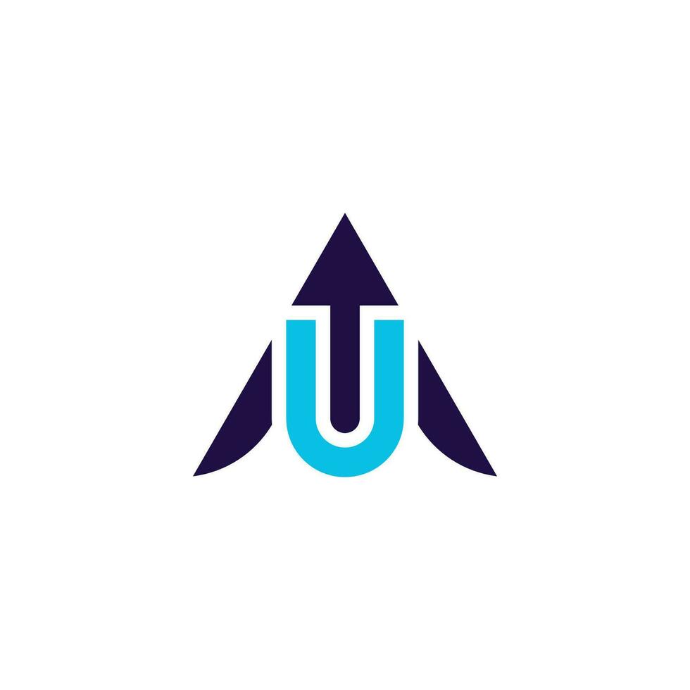 AU or UA logo. perfect combination of letter A and U with arrow pointing up vector