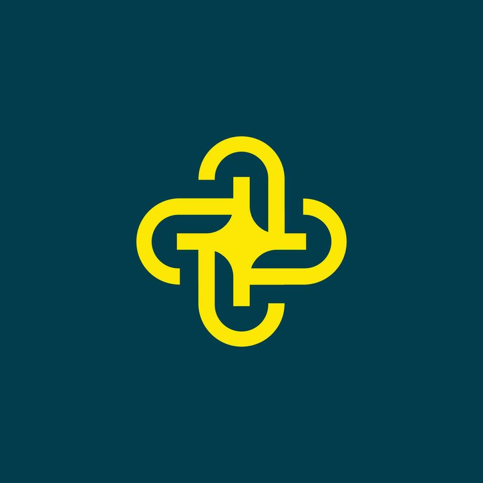 medical cross star logo. modern and sophisticated cross logo vector