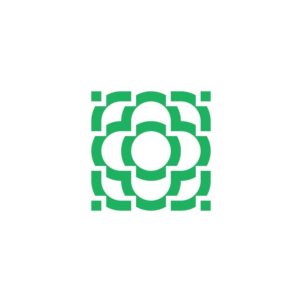 geometric square flower logo. flower blooming digital logo. floral pixel monogram vector