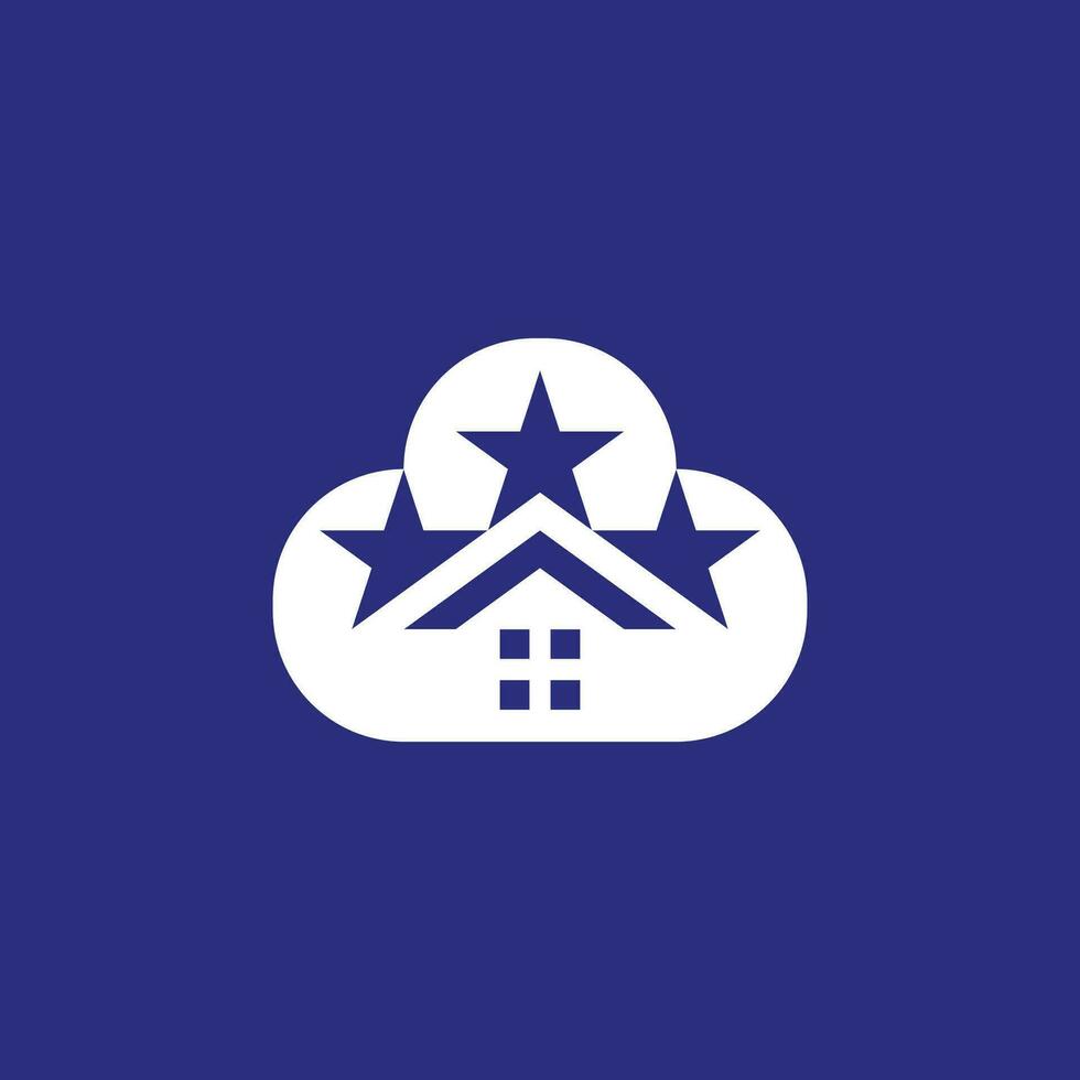 modern and sophisticated cloud star house logo. initial star roof monogram. vector