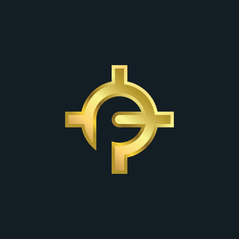 letter F target logo. F aim focus monogram logo. vector