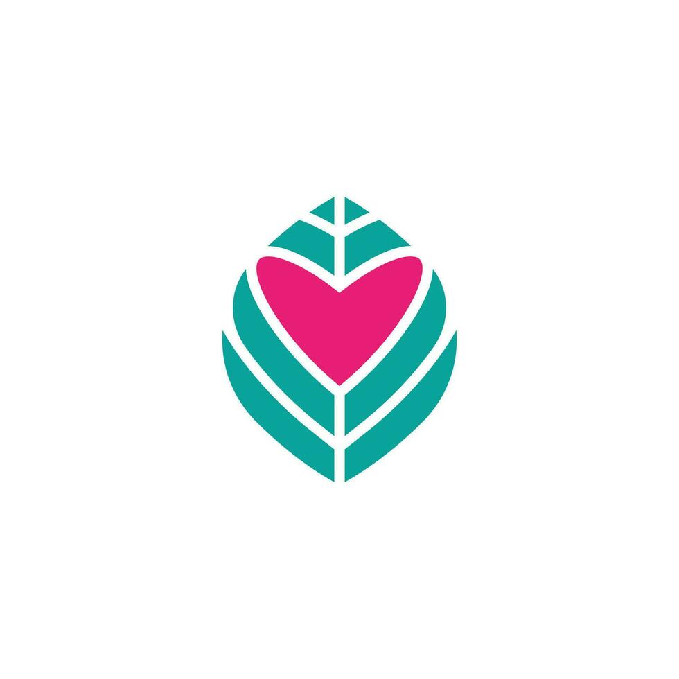 love leaf logo. modern natural heart monogram. vector