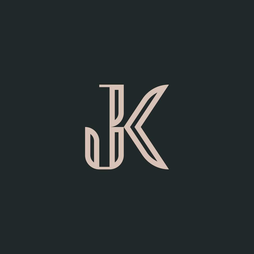 elegant and premium letter JK logo. combination of letter J and letter K. vector