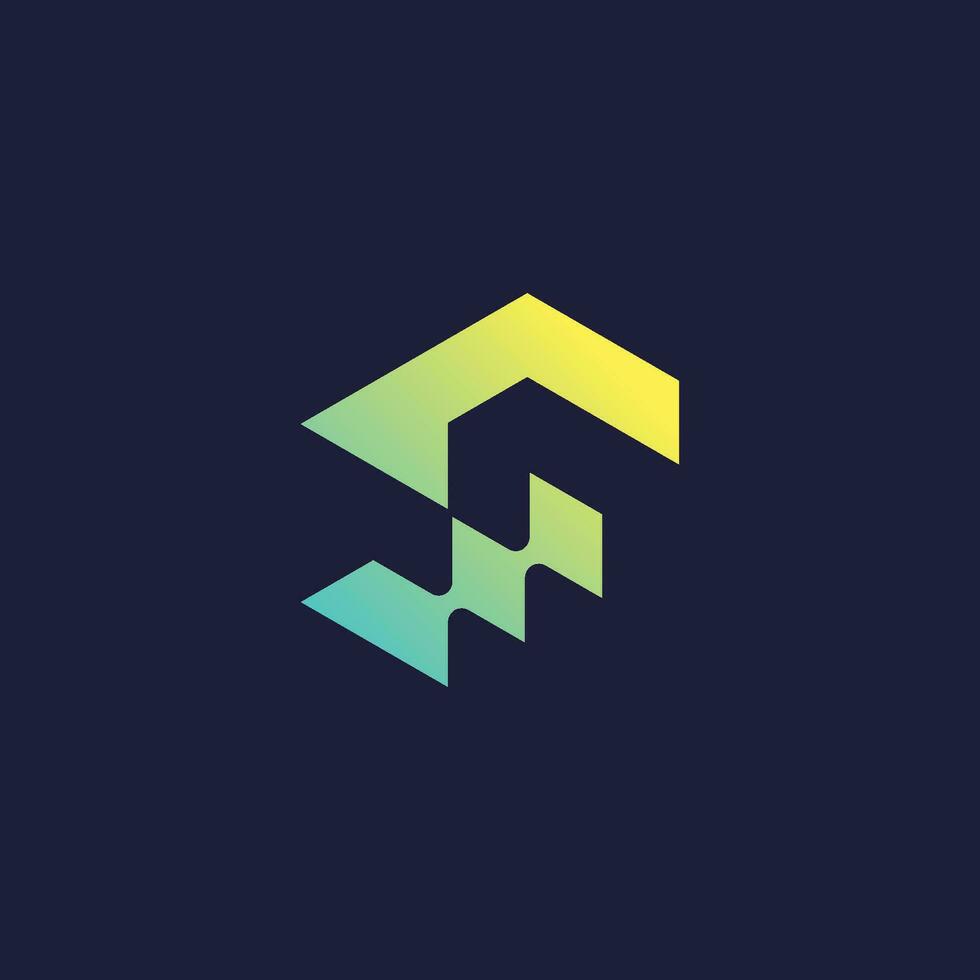 letter F link connection network logo vector