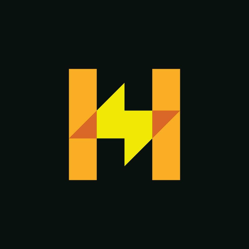 simple and modern letter H lightning  logo vector