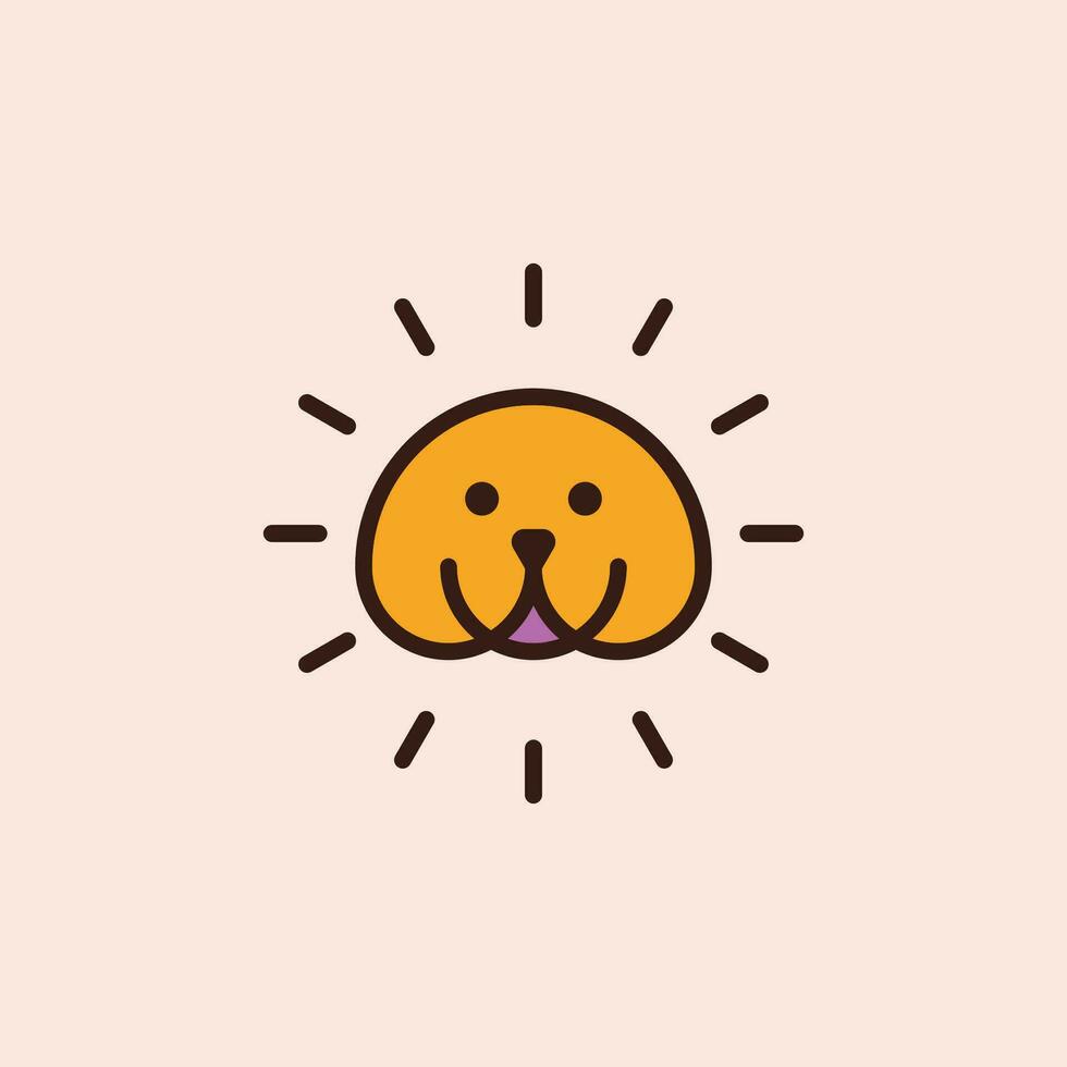 simple and cute sun shinny puppy logo vector
