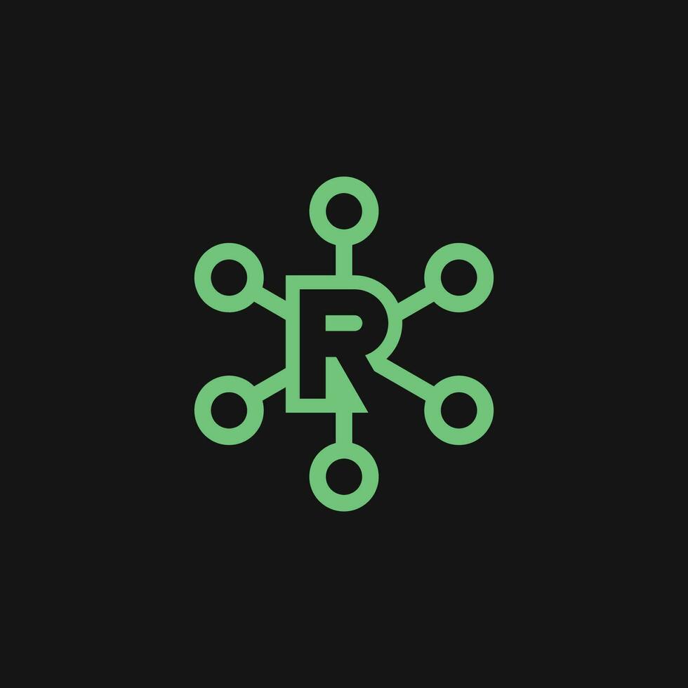 letter R network link connection logo vector