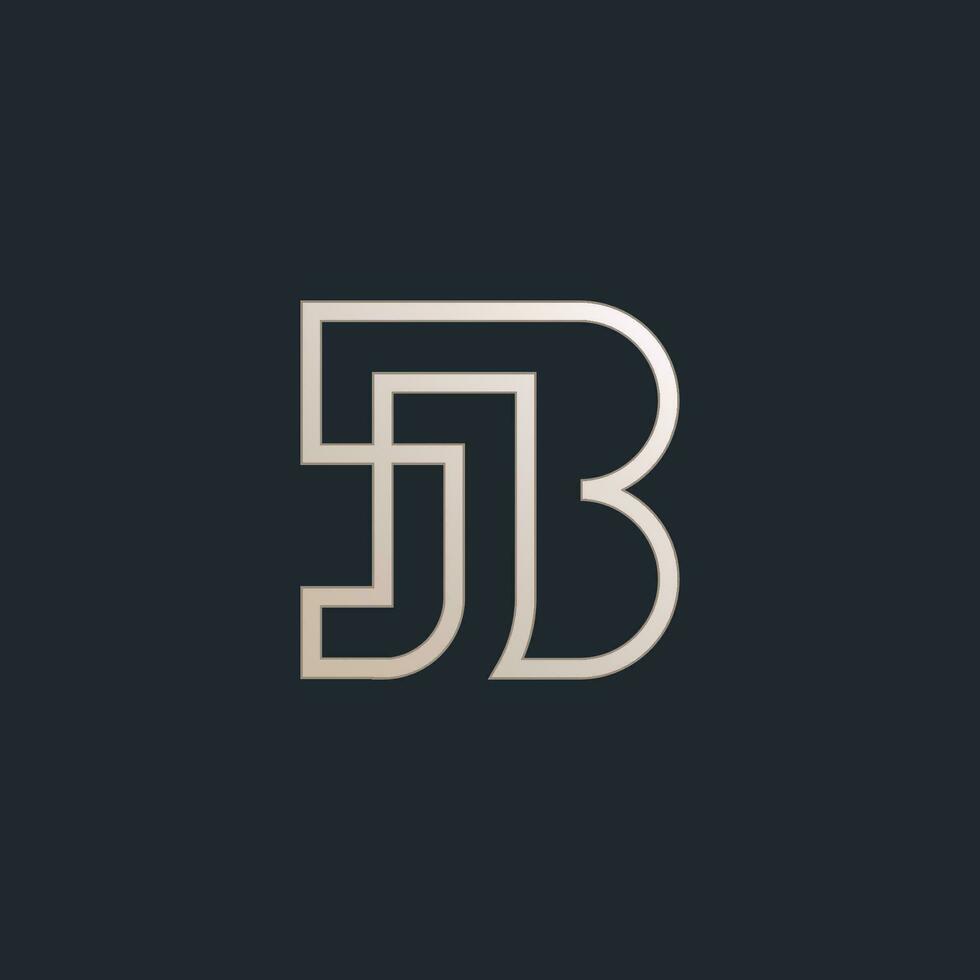 B and J lines elegant monogram logo vector