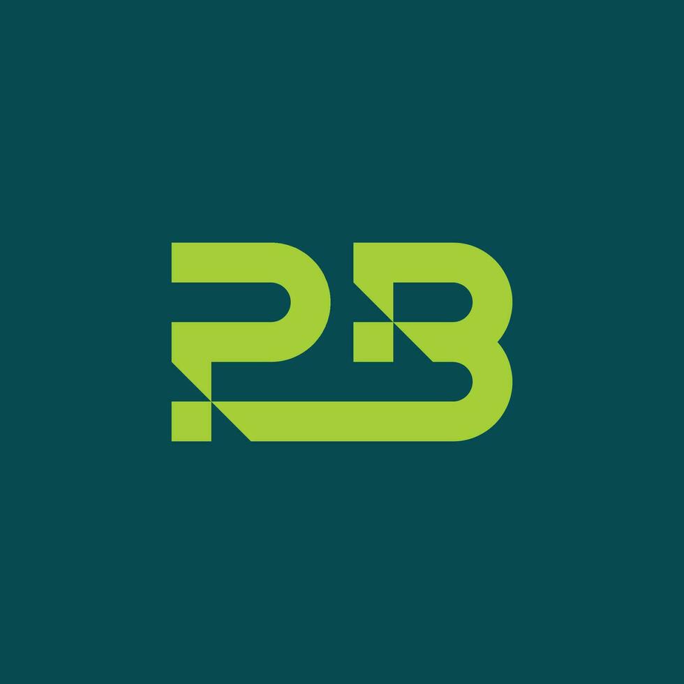 P and B or PB modern monogram logo with diagonal style vector