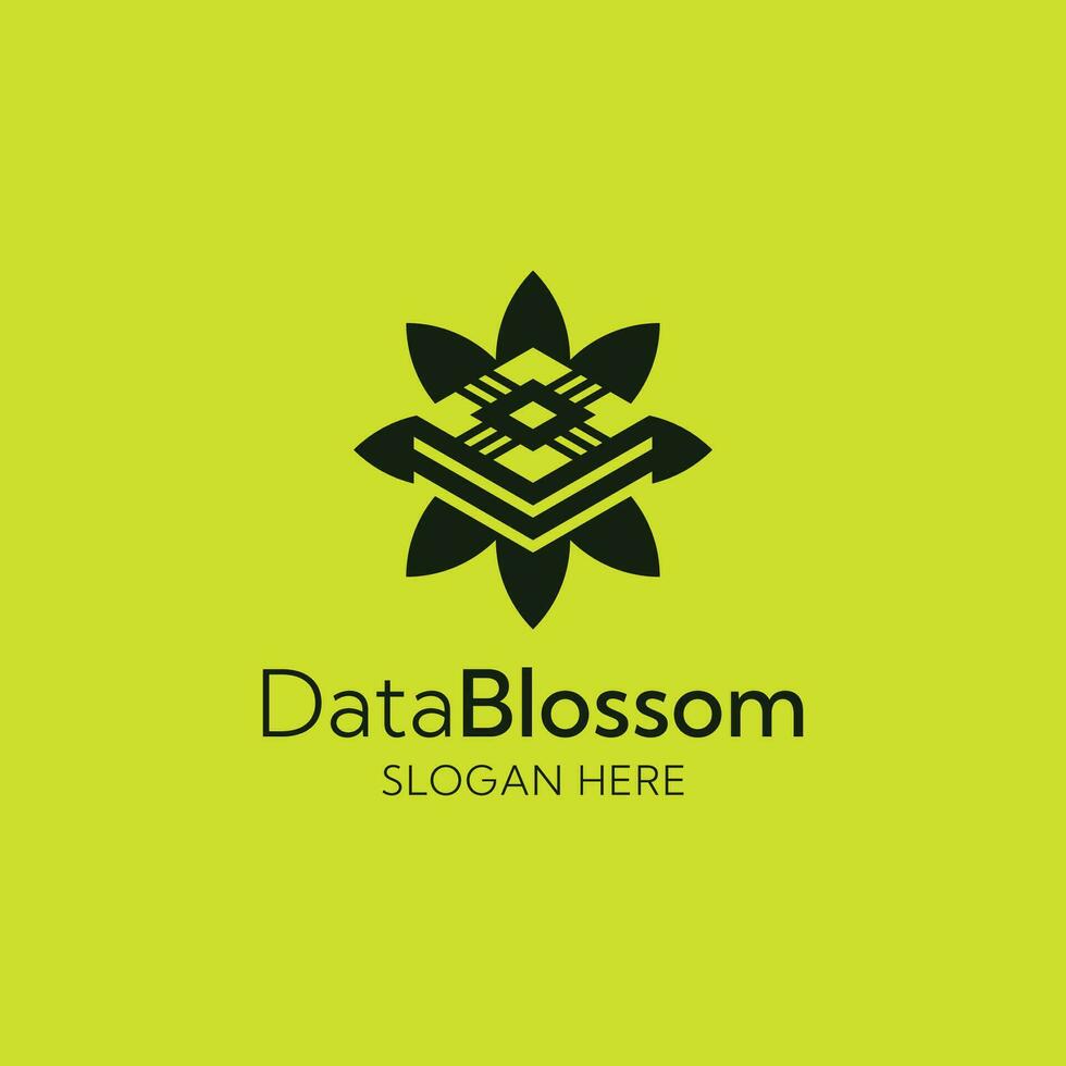 moderno flor almacenamiento datos florecer floreciente logo vector