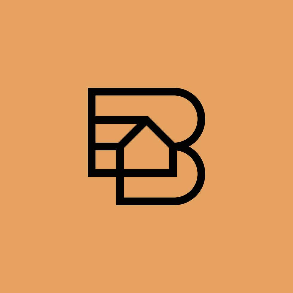 elegant lines letter B house initial logo vector