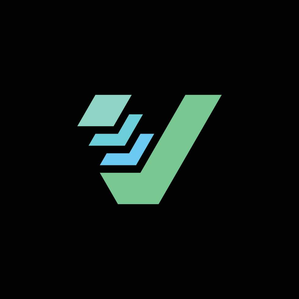 modern letter V stack checkmark logo vector