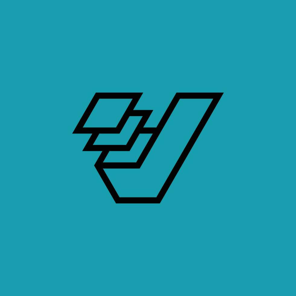 modern letter V lines stack checkmark logo vector