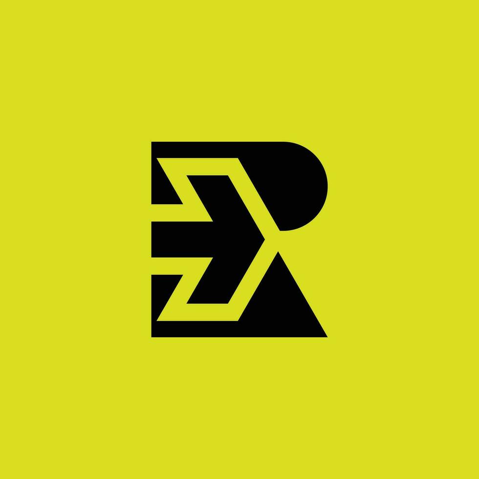 initial letter R arrow forward direction logo vector