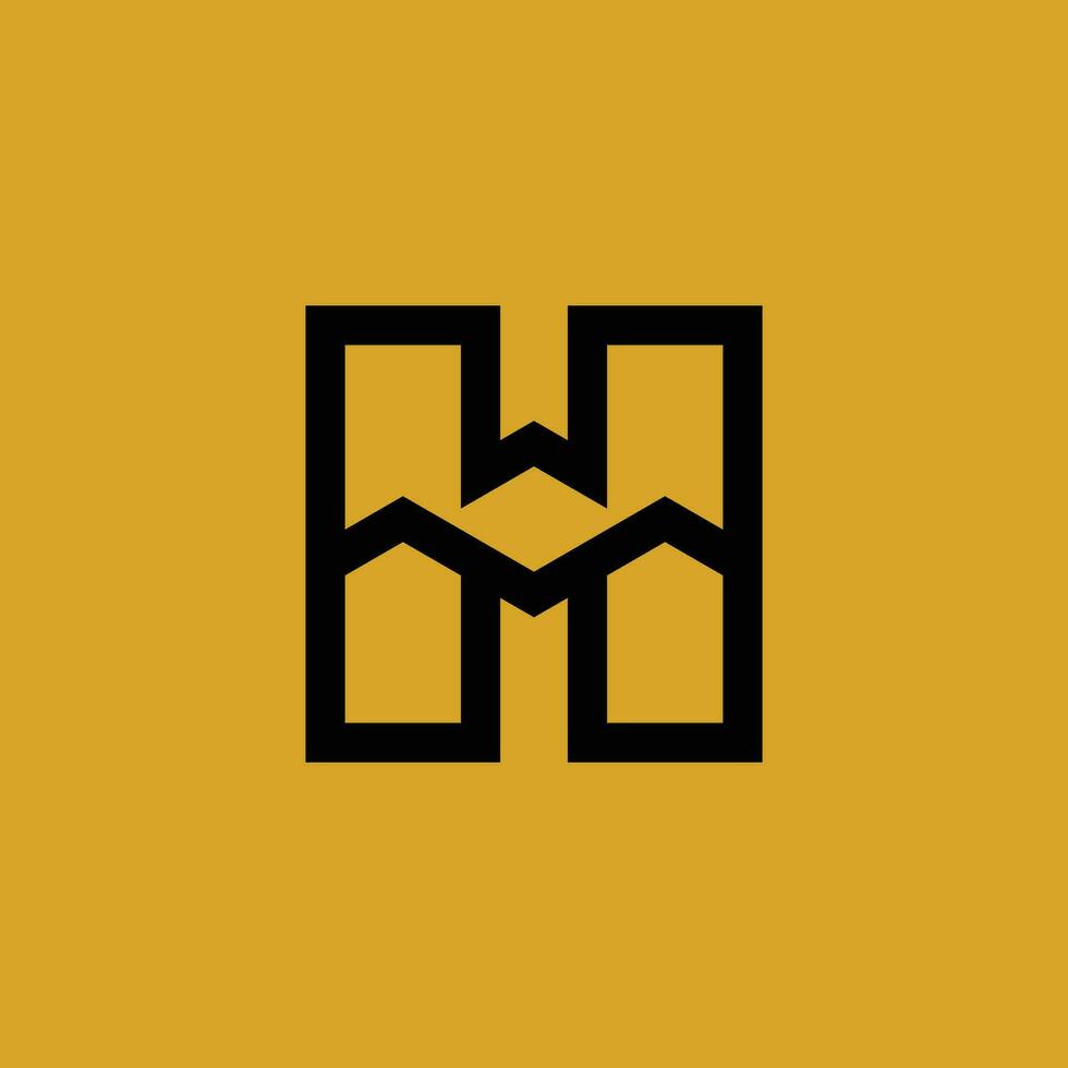 modern letter H lines house building logo vector