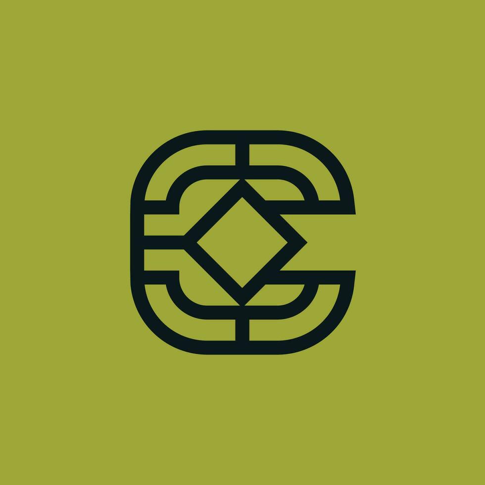 abstract modern letter C square lines monogram logo vector