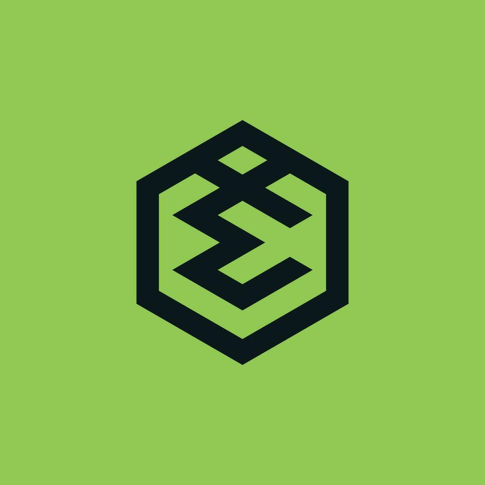 initial letter IE or EI hexagon monogram lines logo vector