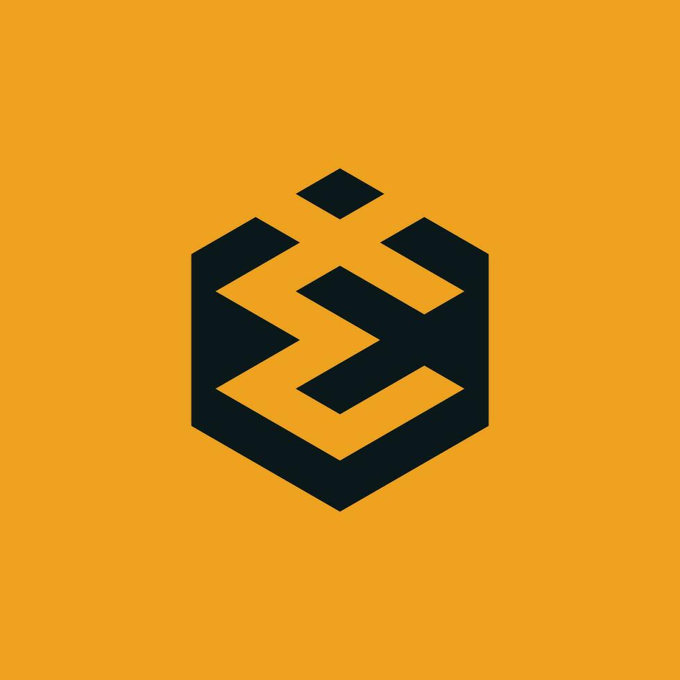 initial letter IE or EI hexagon monogram logo vector