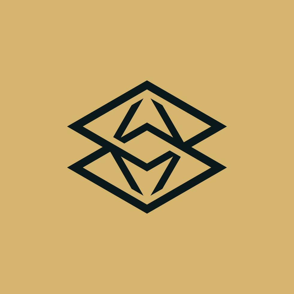 simple and modern letter S,M and W lines monogram logo vector