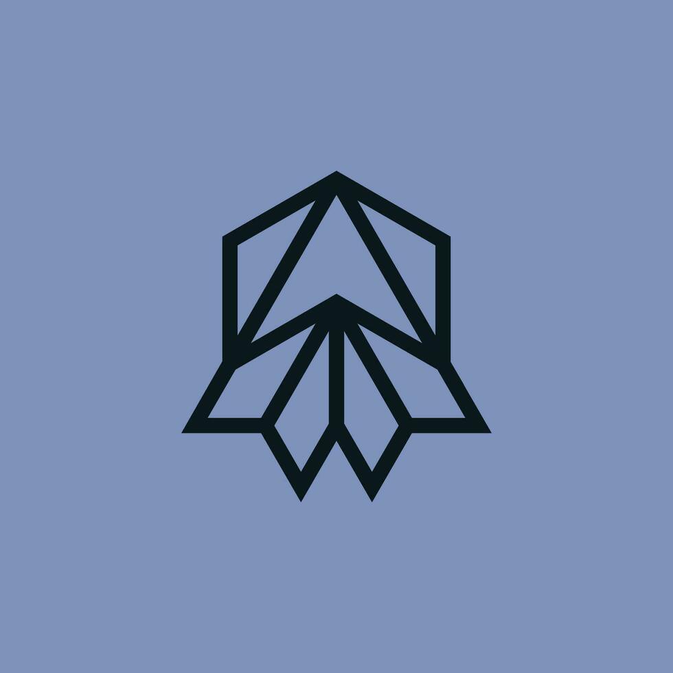 simple paper plane hexagon fly to top direction lines logo vector