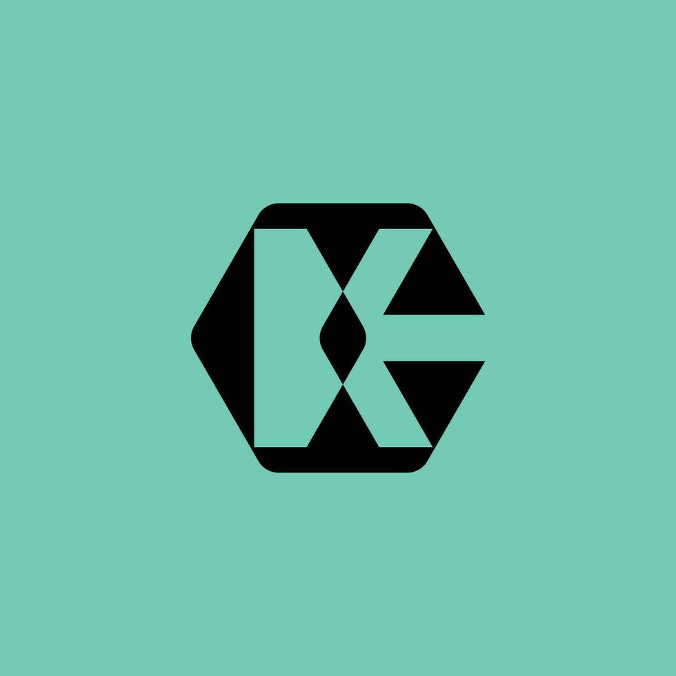 simple and abstract letter E and K hexagonal logo vector