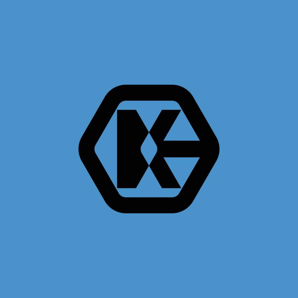 simple and abstract letter E and K hexagonal logo vector