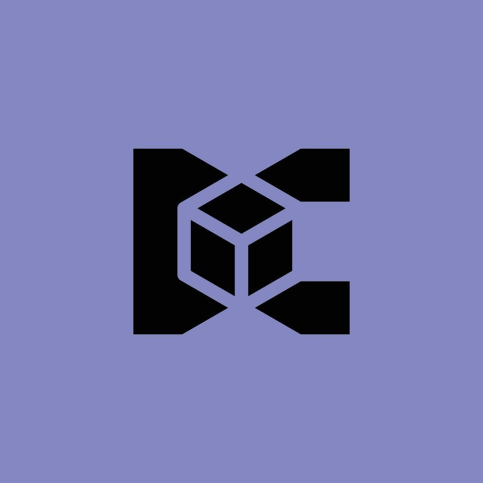 straight and simple initial letter C cube box logo vector
