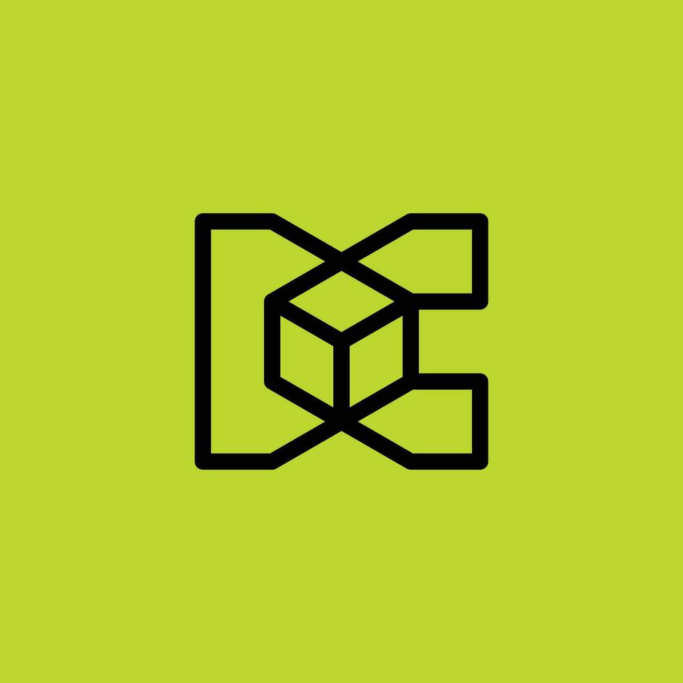 straight and simple initial letter C cube box logo vector