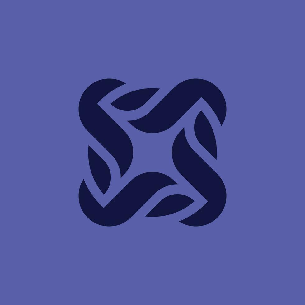 abstract star circular swirl shape technology logo vector