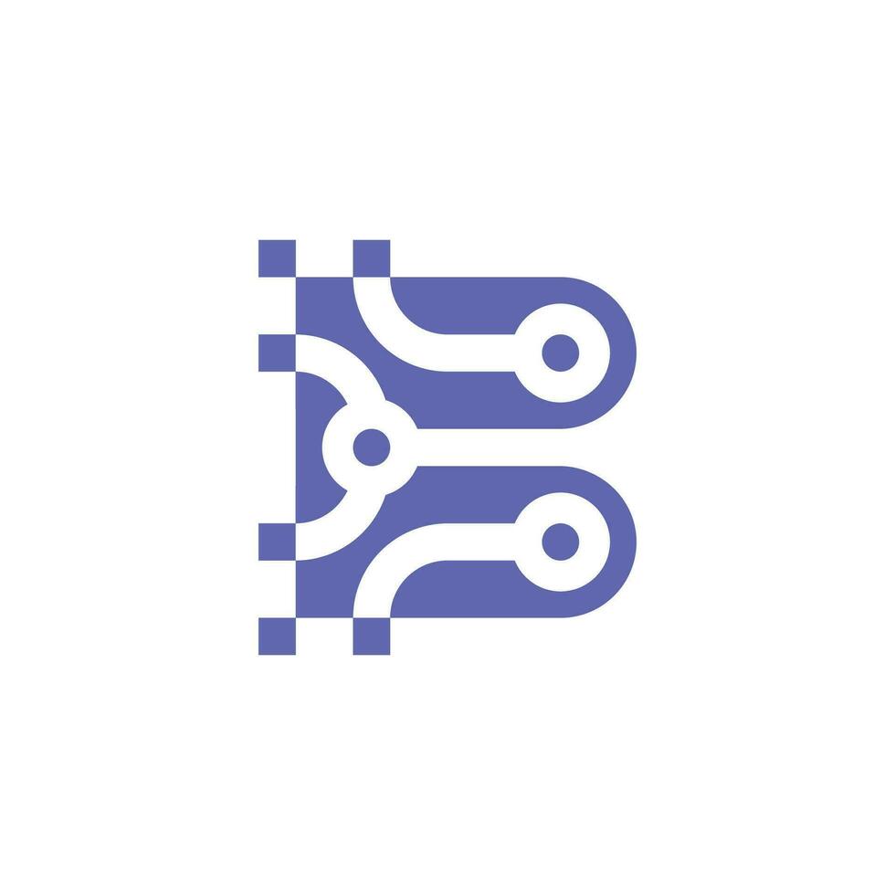 modern initial letter B network tech connection logo vector