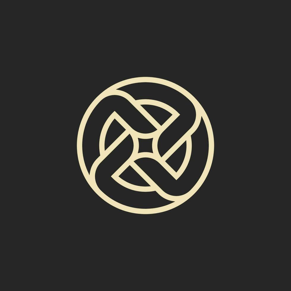 abstract star circular swirl shape medallion logo vector