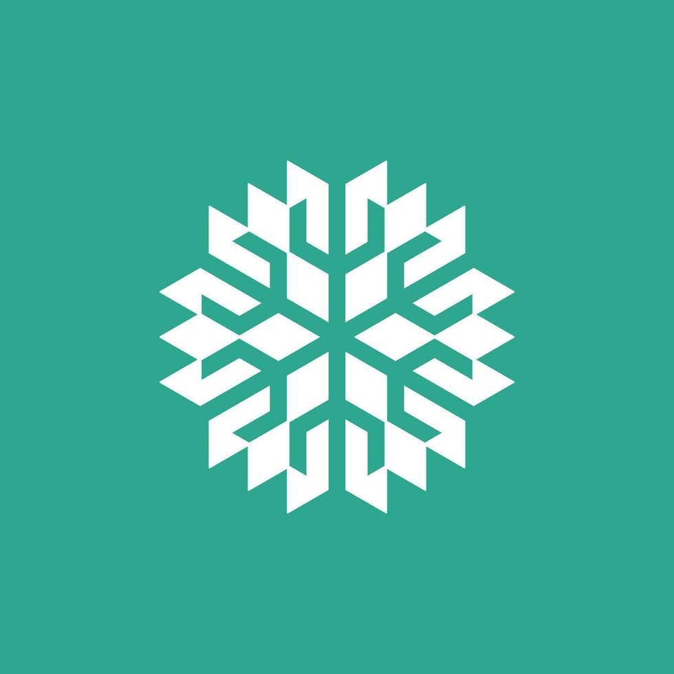 resumen copo de nieve floración tridente logo vector