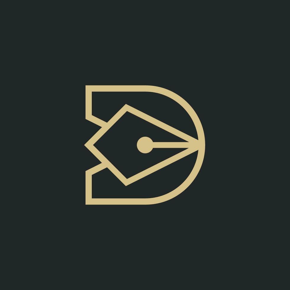 initial letter D pen nip modern monogram logo vector