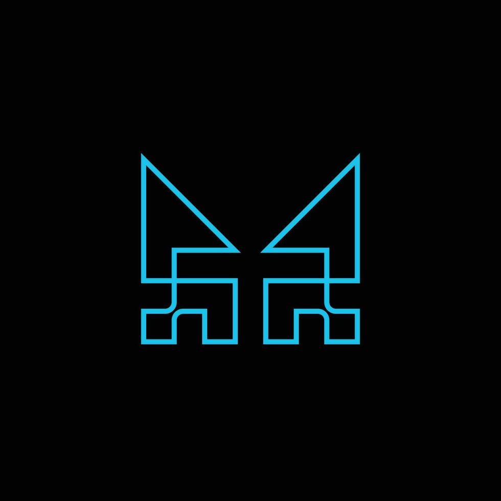 initial letter MT or TM link tech lines logo vector