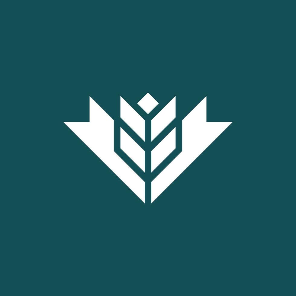 letter V maple leaf and geometric flower logo vector