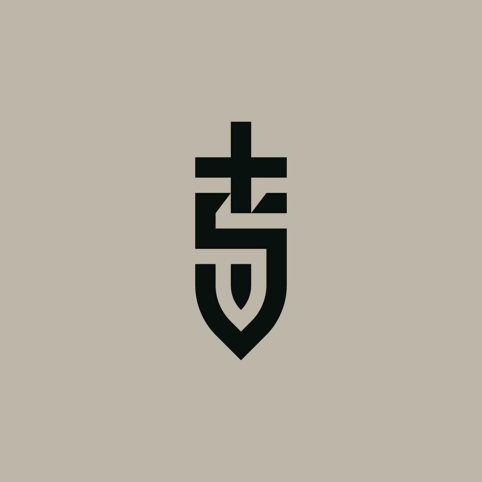 simple modern letter S sword logo vector